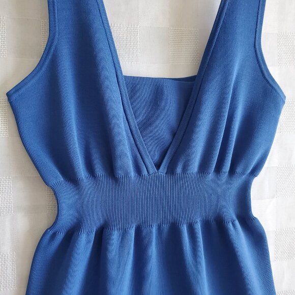 GAUDI Designer Mini Dress Cobalt Blue Bodycon Tank Dress Women's size large - Picture 3 of 9